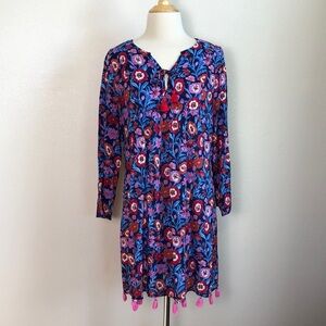 VINEYARD VINES Women Small Blue Red Floral Cotton Modal 2023 Dress Lightweight